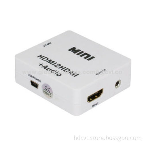 Mini HDMI1.3 to HDMI + Audio Converter with Low-power, Sized 66x55x20mmNew